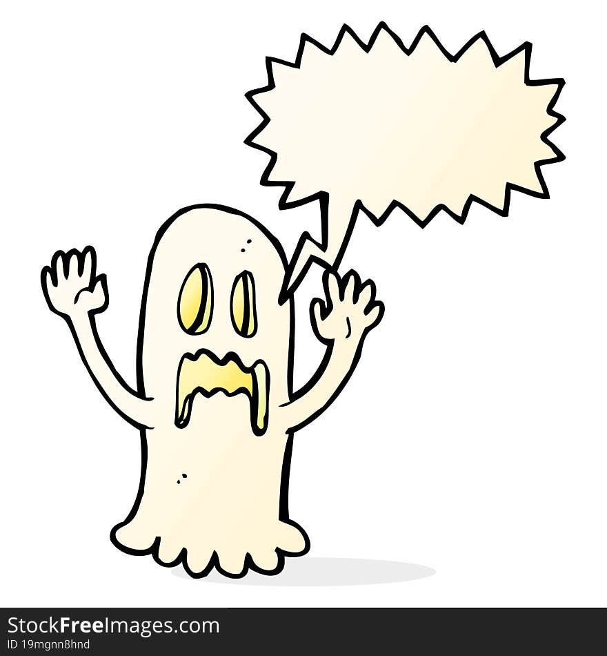 cartoon spooky ghost with speech bubble