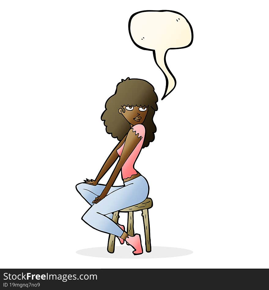 cartoon woman striking pose with speech bubble