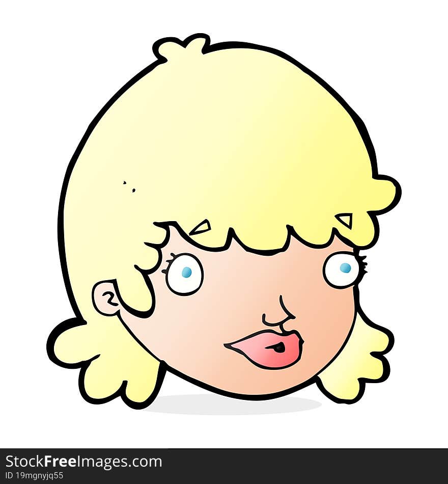 Cartoon Female Face With Surprised Expression