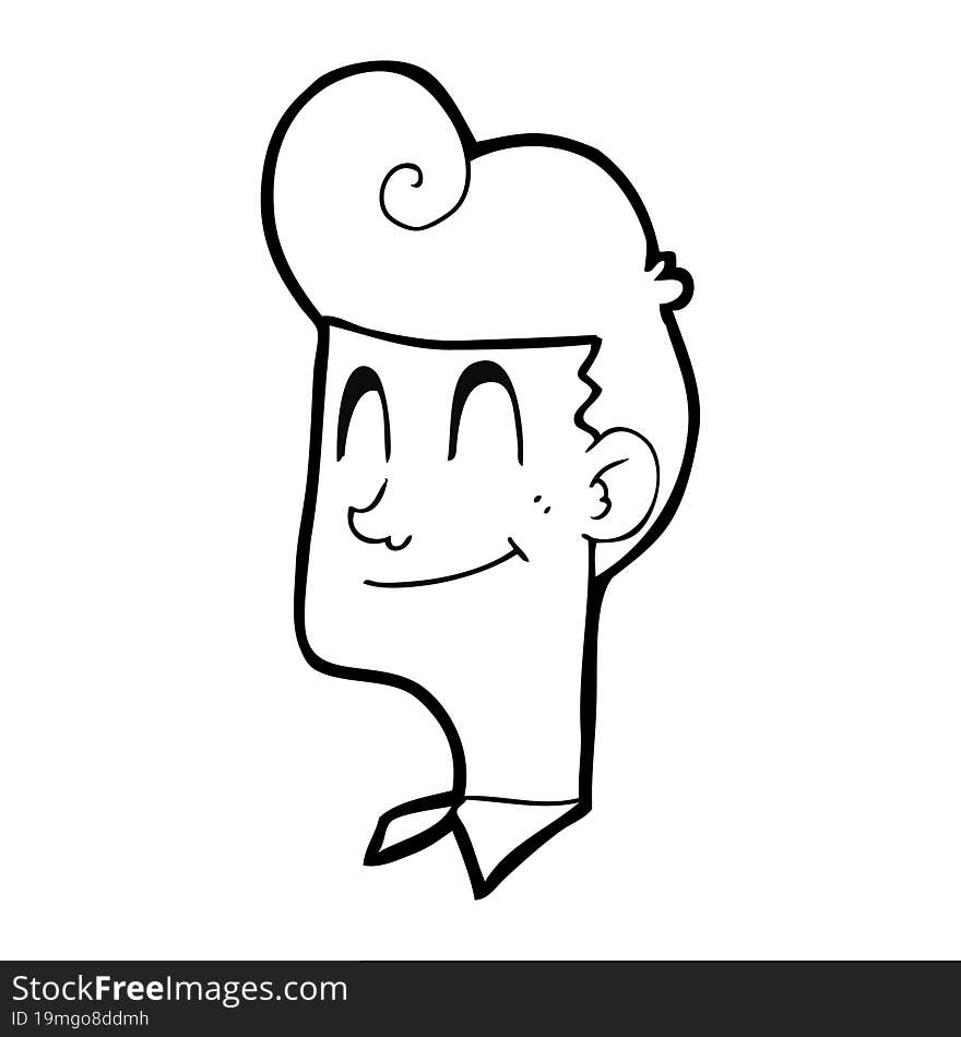 Black And White Cartoon Smiling Man