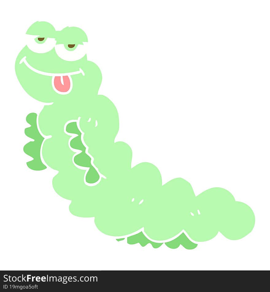 flat color illustration of a cartoon caterpillar