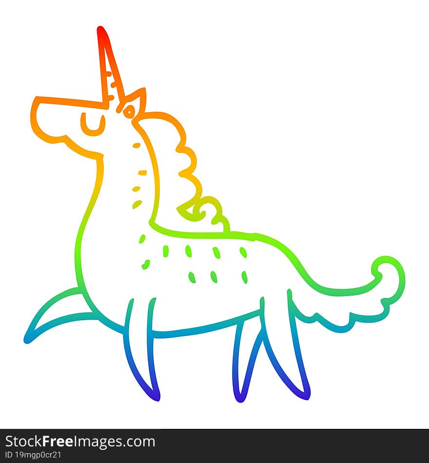 rainbow gradient line drawing cartoon magical unicorn