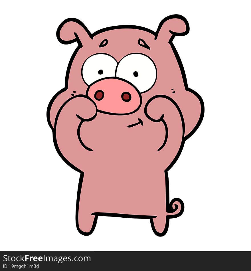 happy cartoon pig. happy cartoon pig