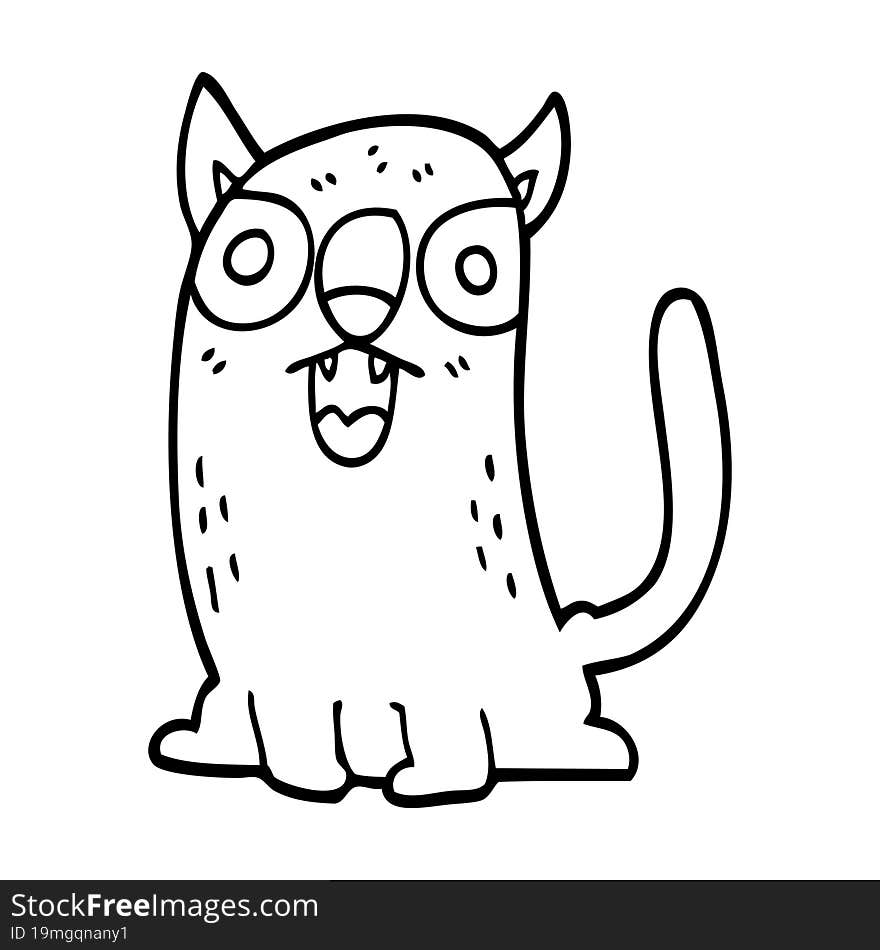 Line Drawing Cartoon Funny Cat