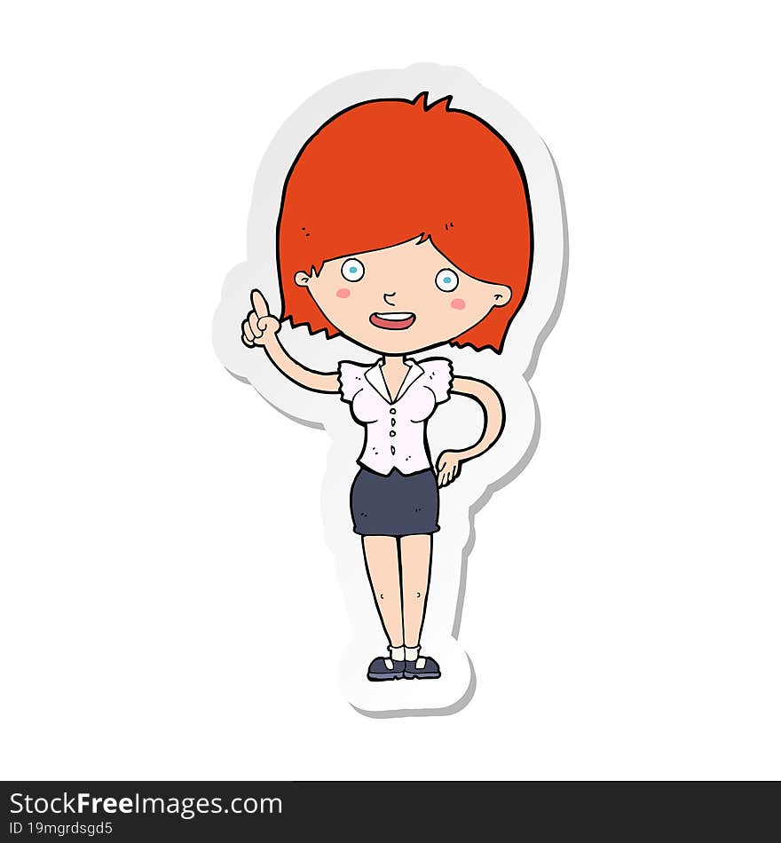 Sticker Of A Cartoon Woman With Idea