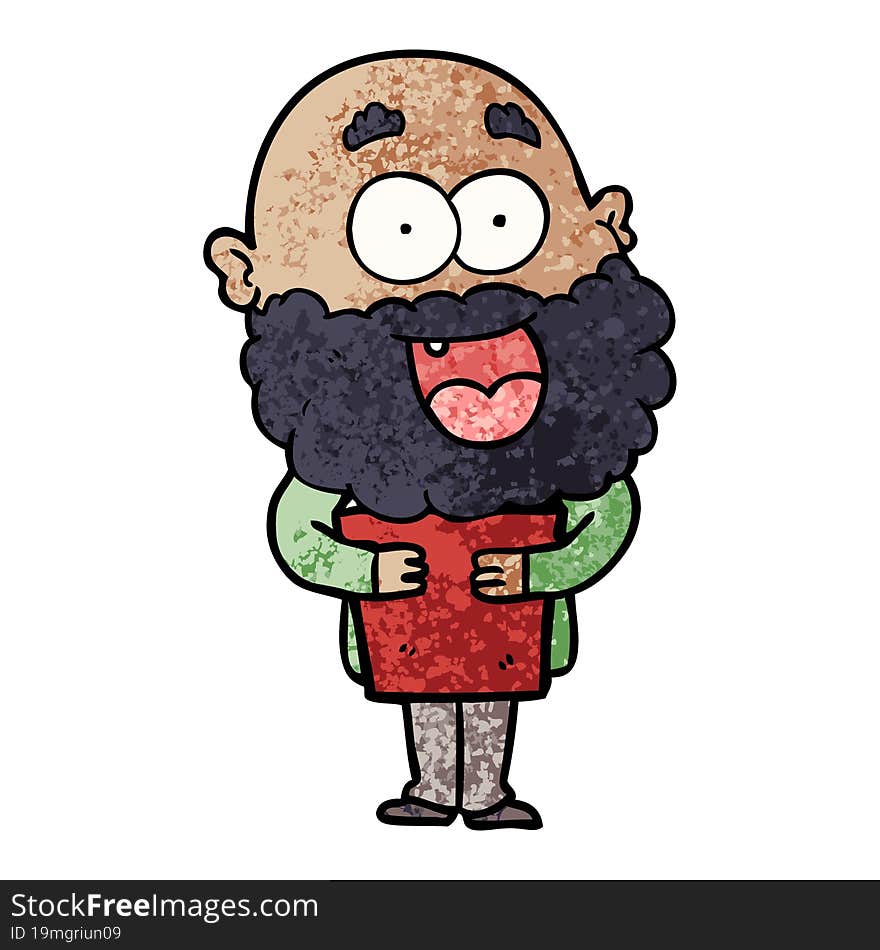 cartoon crazy happy man with beard and book. cartoon crazy happy man with beard and book