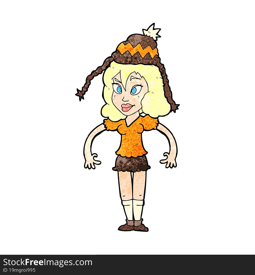 cartoon woman wearing hat