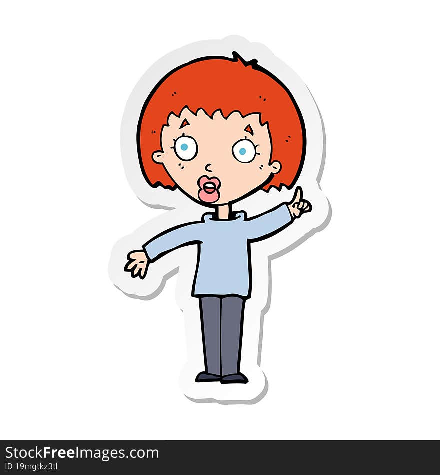 sticker of a cartoon woman explaining her point