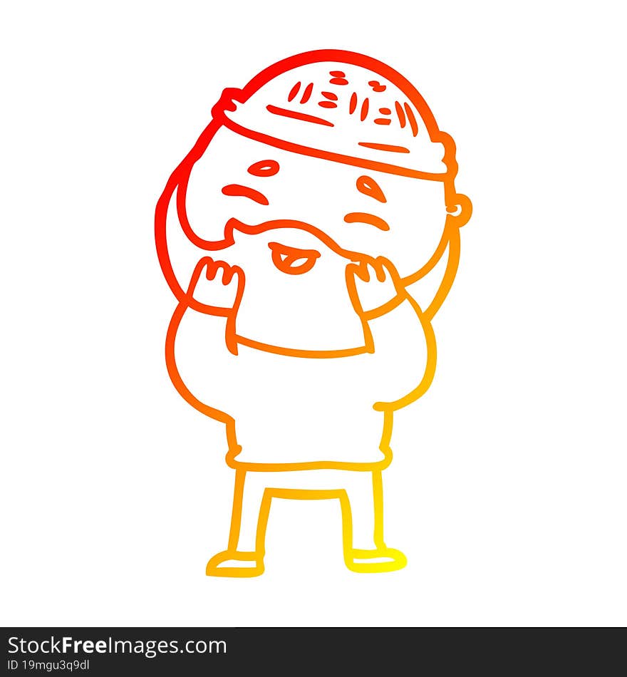 warm gradient line drawing cartoon happy bearded man