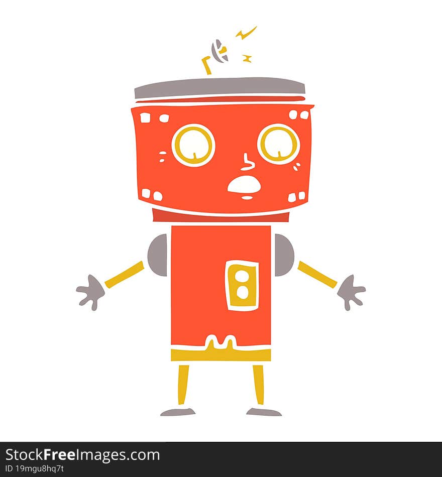 flat color style cartoon robot