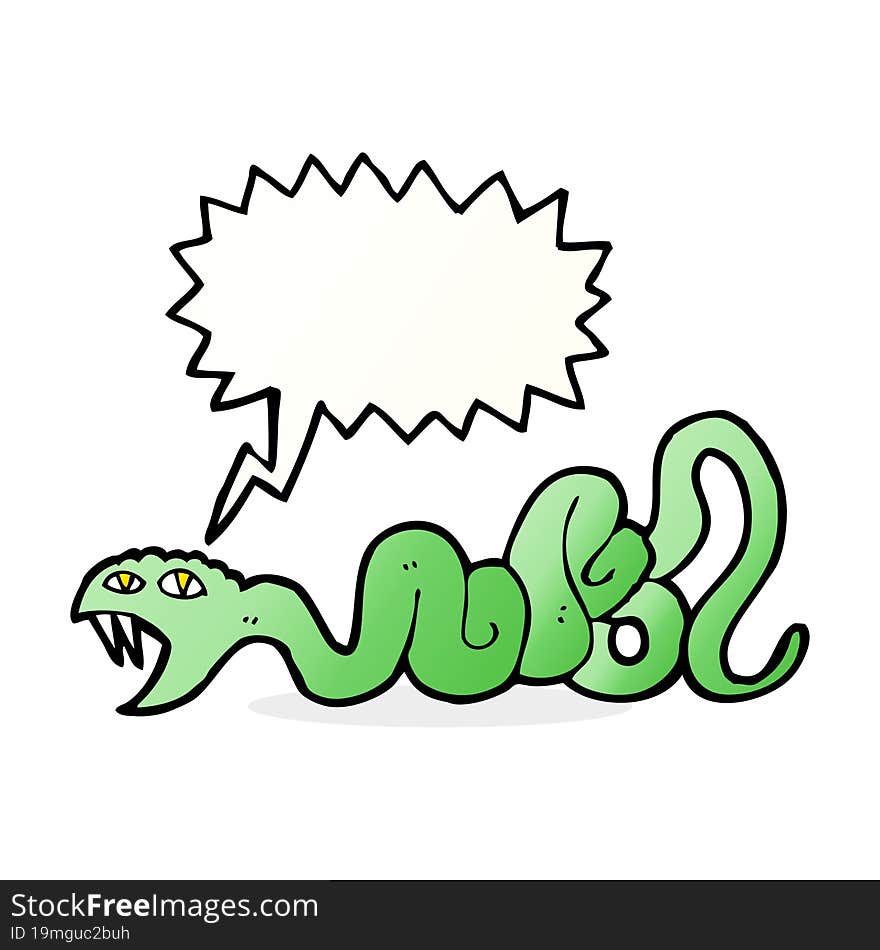 Cartoon Snake With Speech Bubble