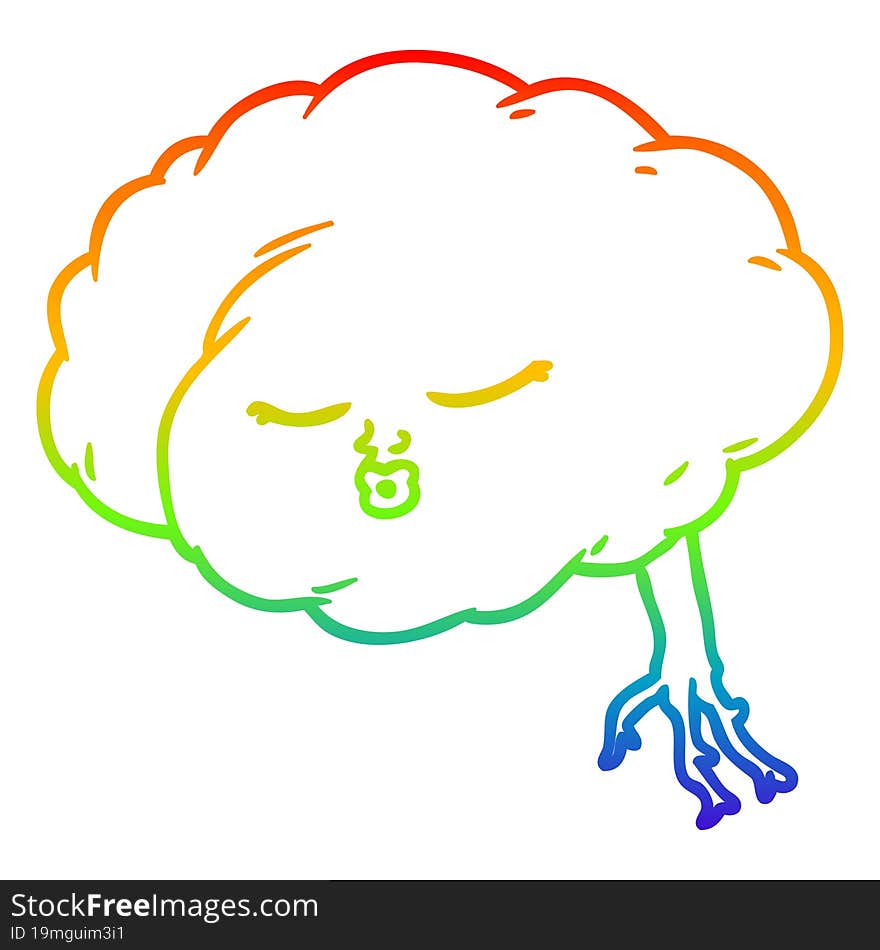 rainbow gradient line drawing cartoon brain