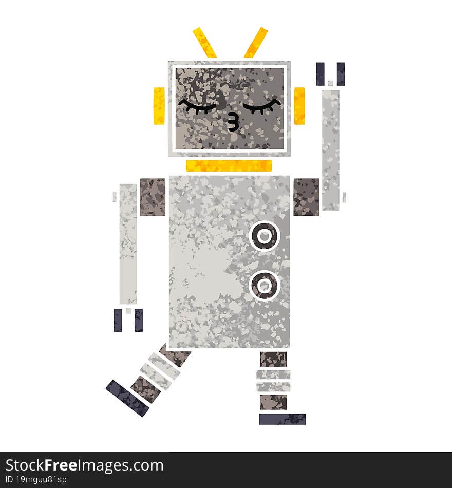 Retro Illustration Style Cartoon Robot