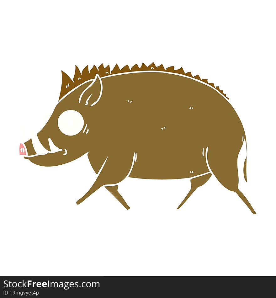 flat color style cartoon wild boar