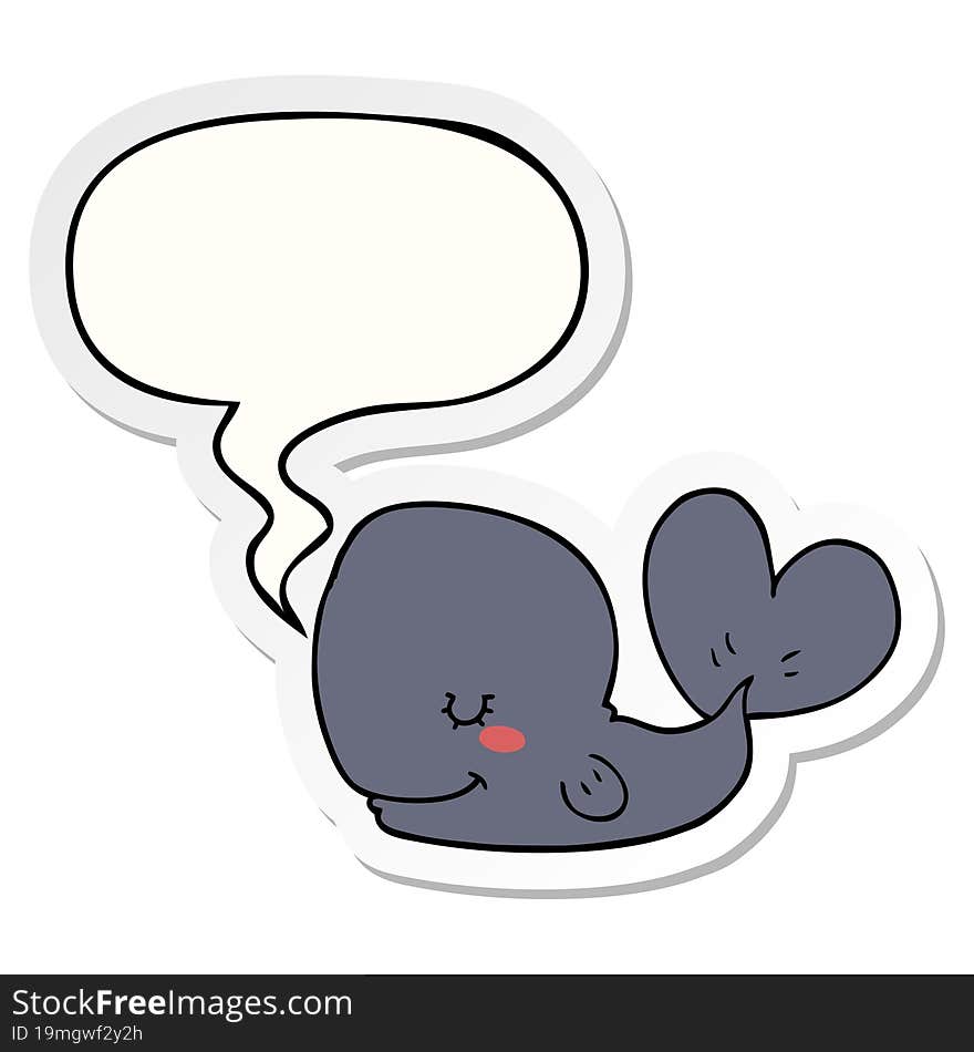 Cartoon Whale And Speech Bubble Sticker