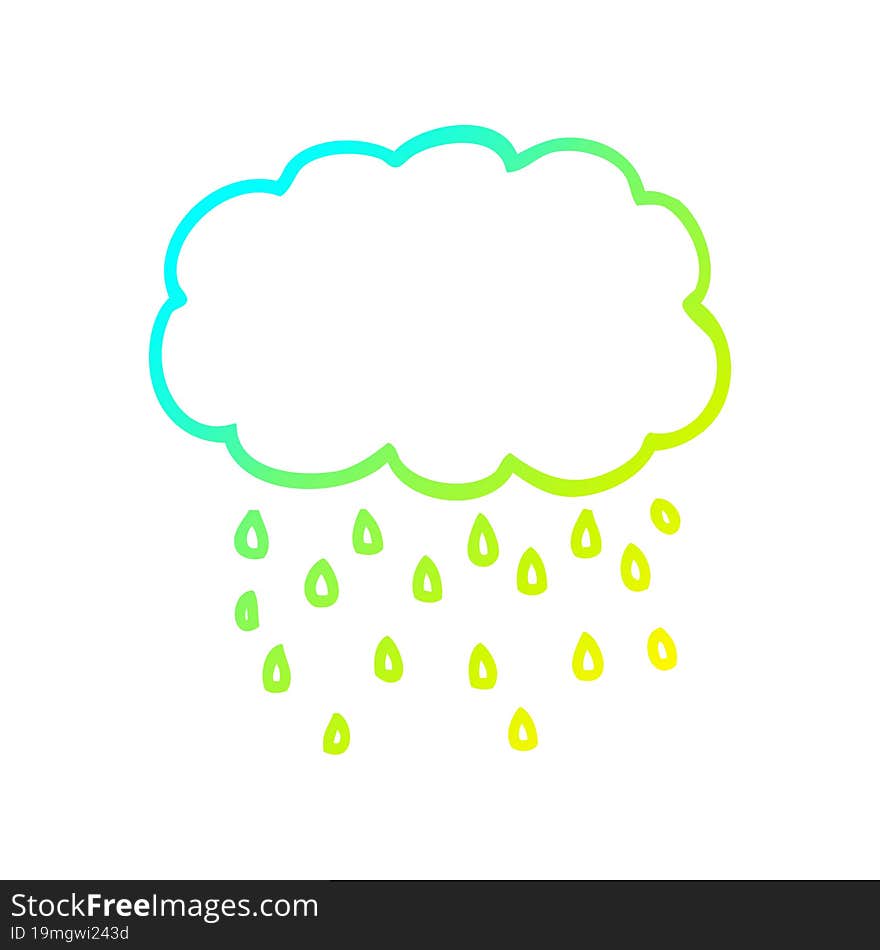 cold gradient line drawing cartoon cloud raining