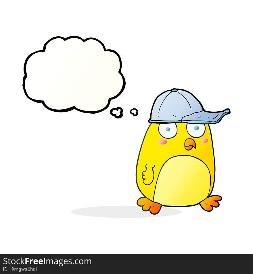 Thought Bubble Cartoon Bird In Cap