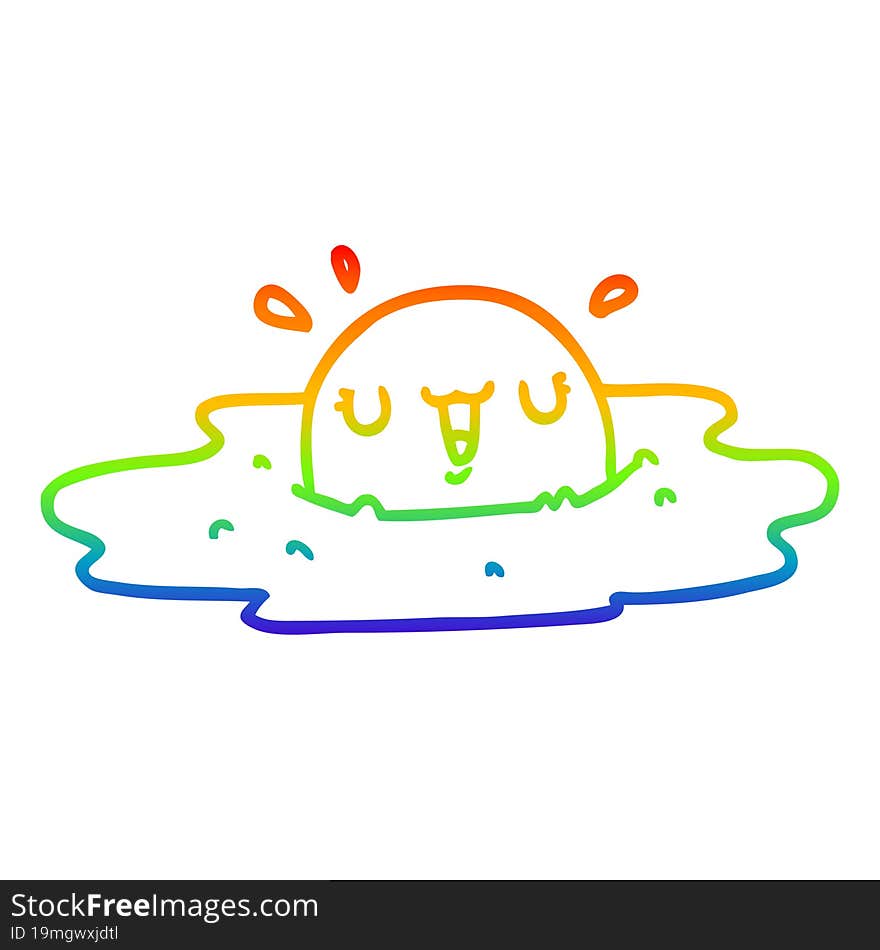 Rainbow Gradient Line Drawing Cartoon Fried Egg