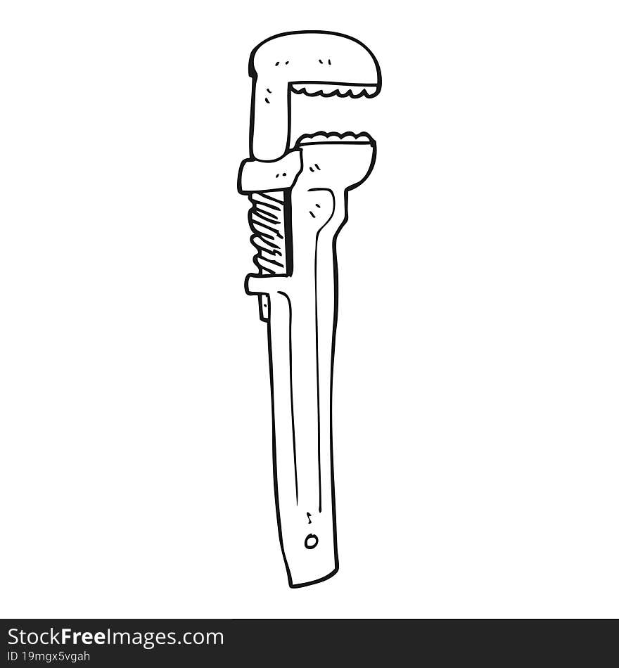 Black And White Cartoon Adjustable Wrench