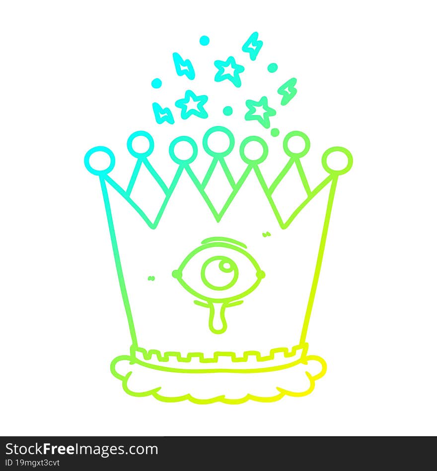 cold gradient line drawing cartoon magic crown