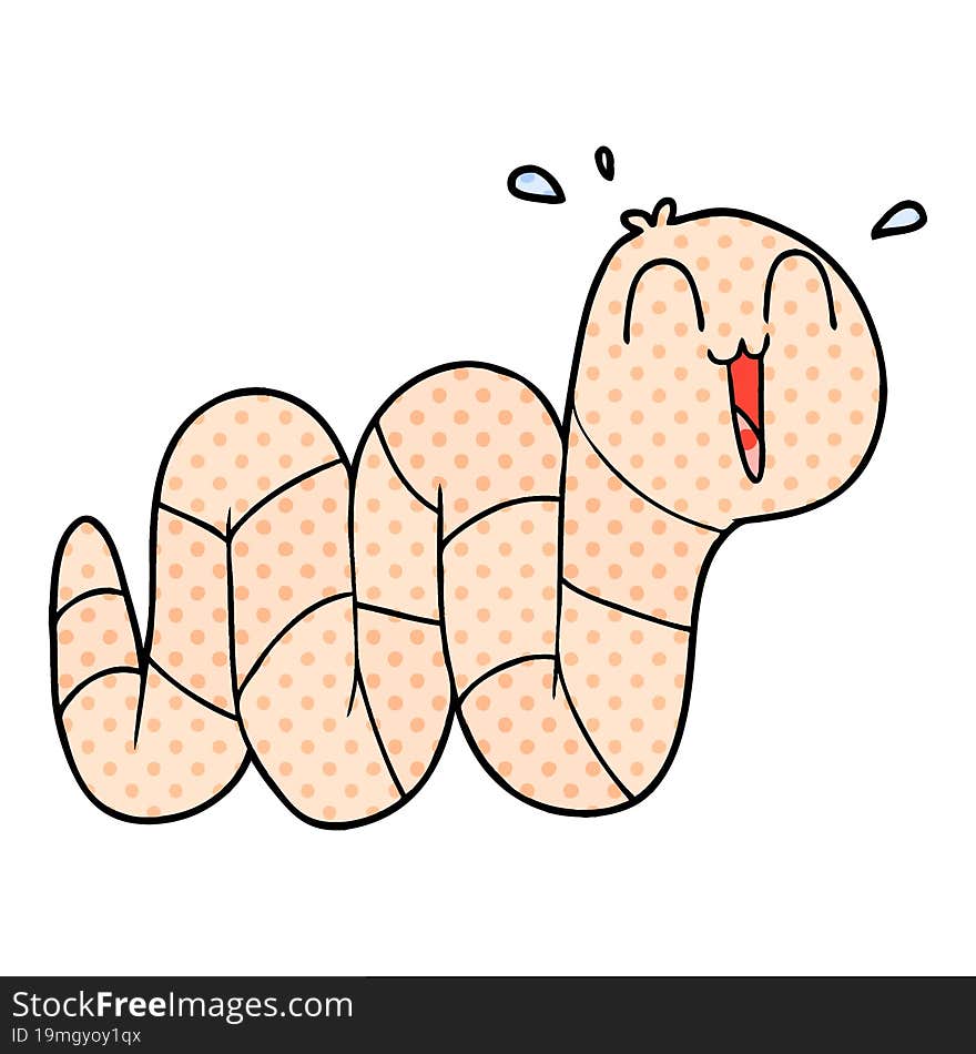 cartoon nervous worm. cartoon nervous worm