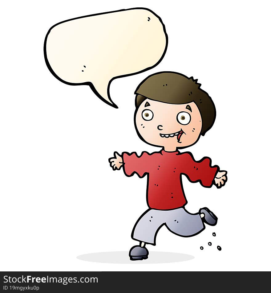 cartoon excited boy with speech bubble