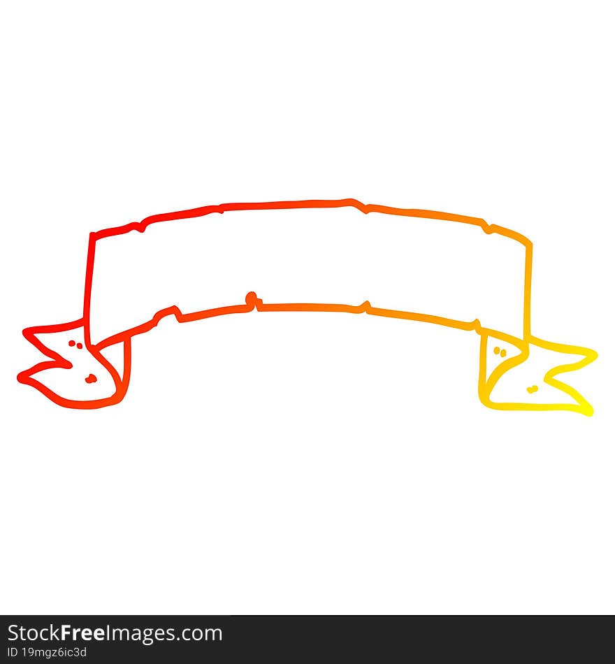 warm gradient line drawing of a cartoon scroll banner