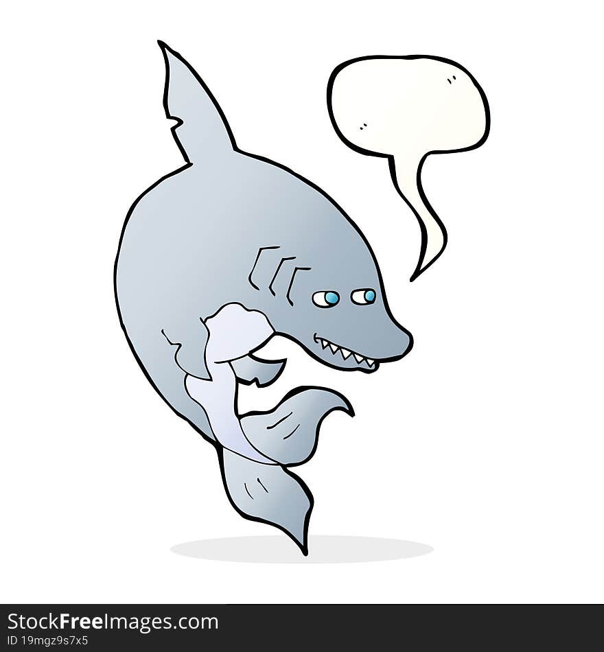 funny cartoon shark with speech bubble