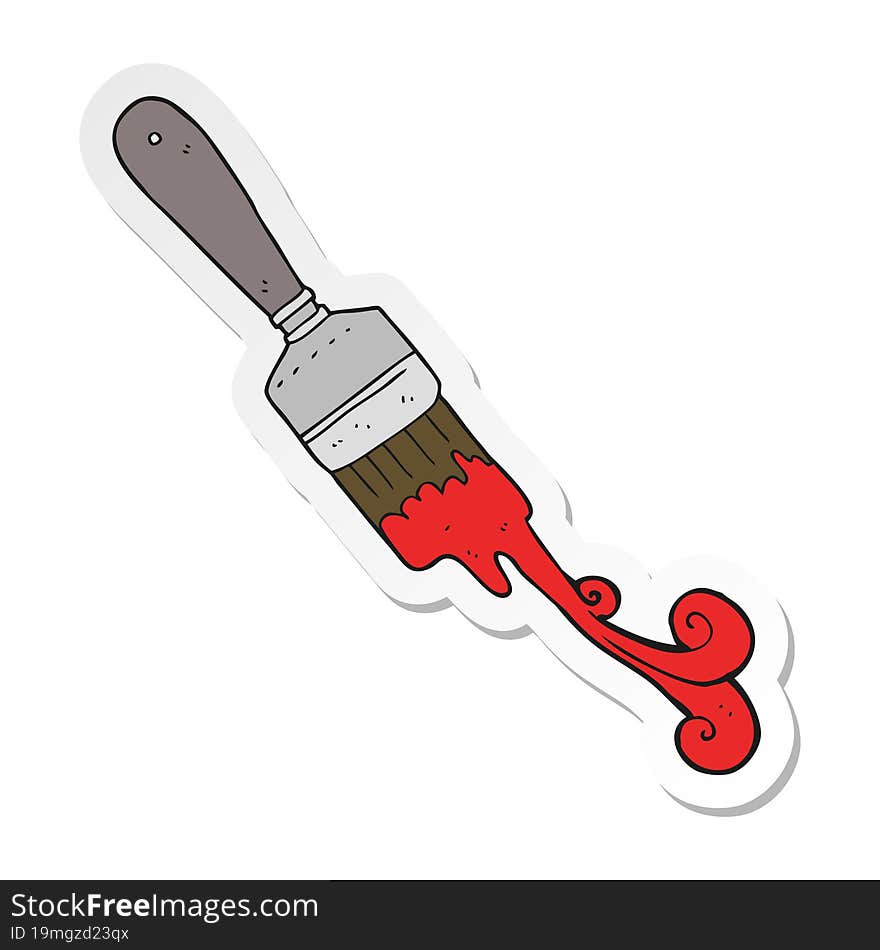 Sticker Of A Cartoon Paint Brush Dripping