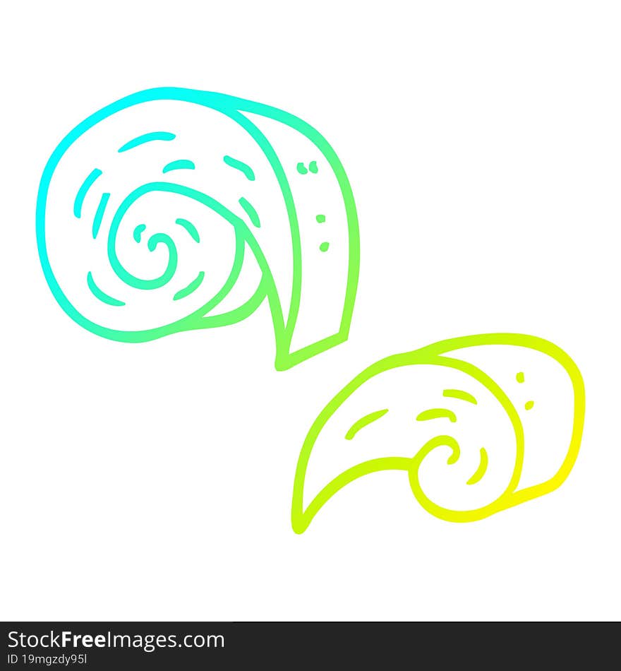 cold gradient line drawing cartoon swirl decorative elements