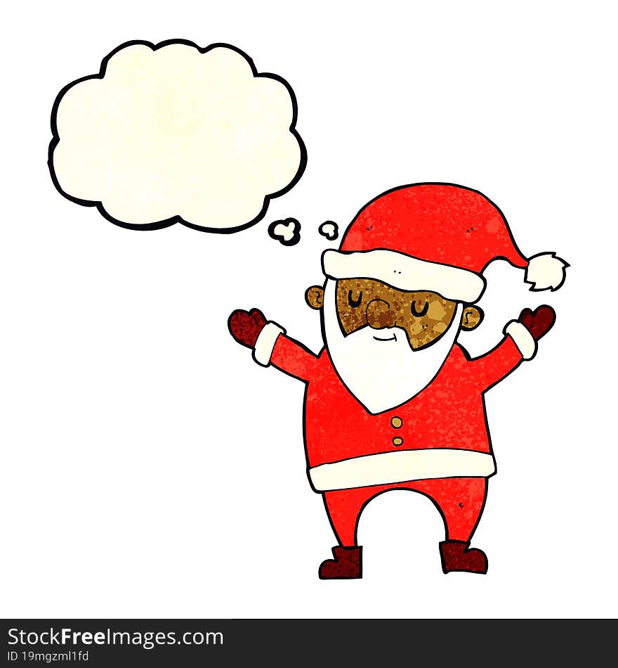 Cartoon Dancing Santa With Thought Bubble