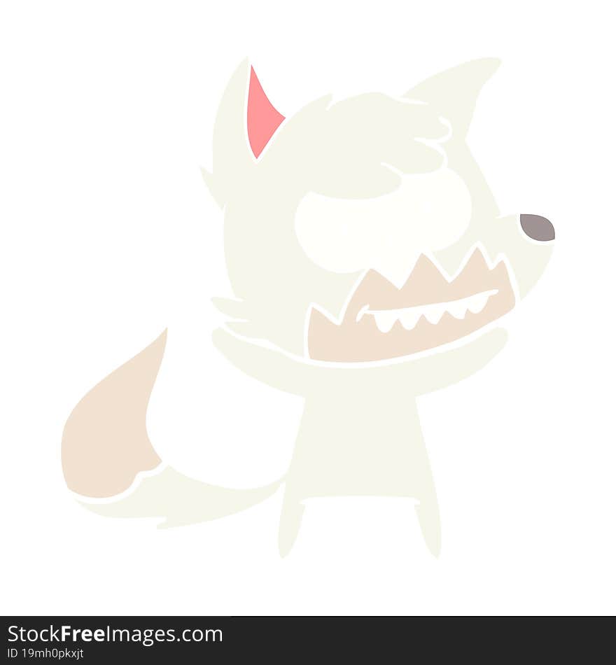 flat color style cartoon grinning fox