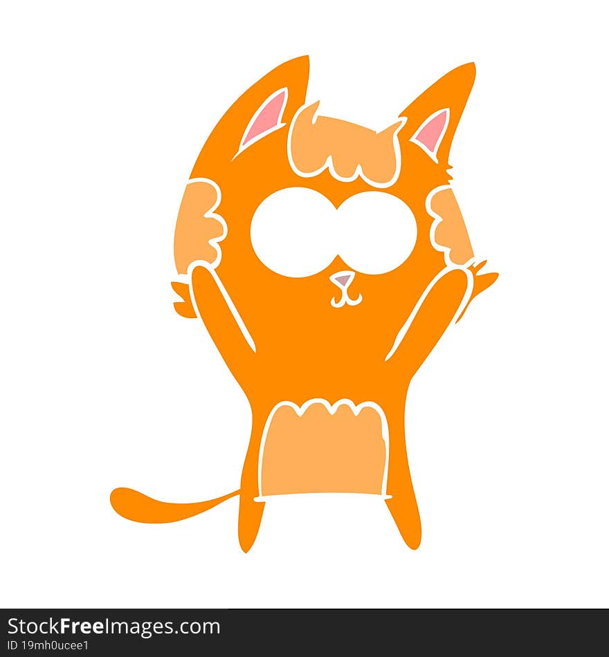 happy flat color style cartoon cat