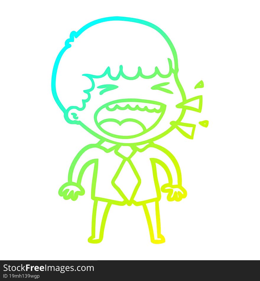 cold gradient line drawing cartoon laughing man