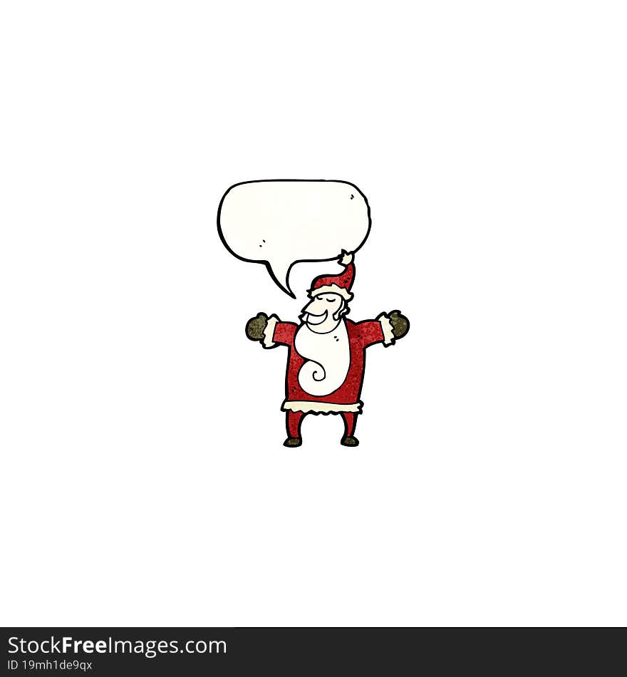 cartoon santa with speech bubble