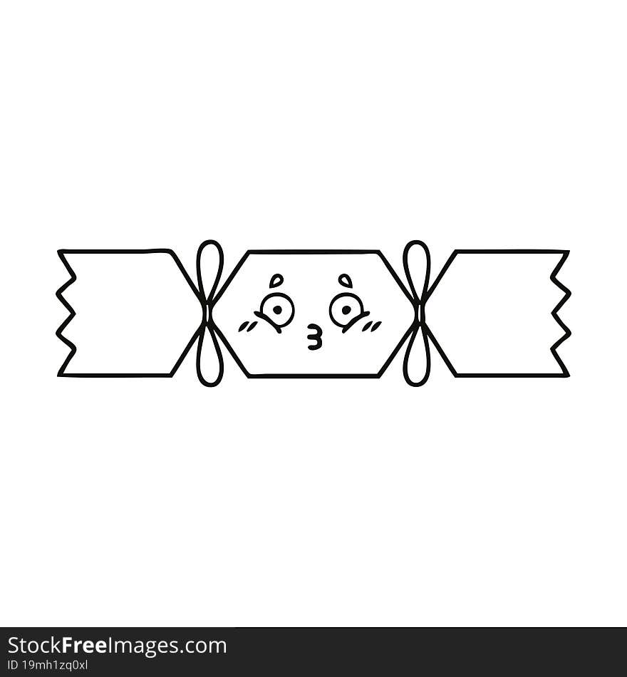 line drawing cartoon christmas cracker