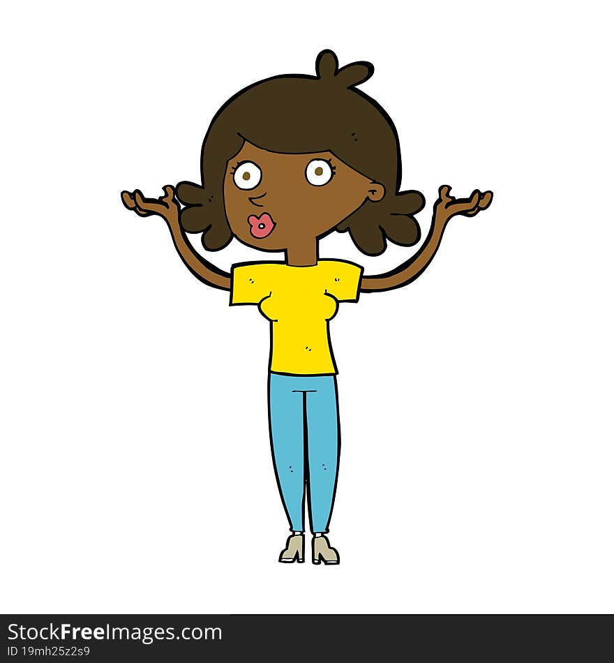 Cartoon Woman Throwing Arms In Air