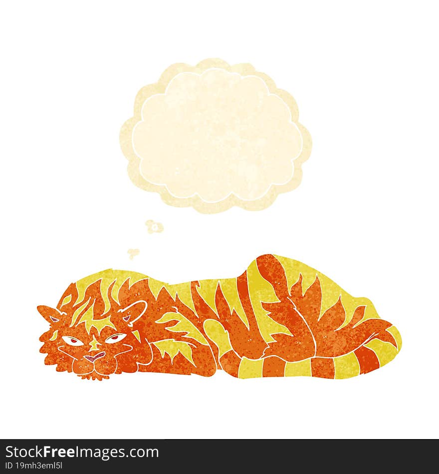 Cartoon Resting Tiger With Thought Bubble