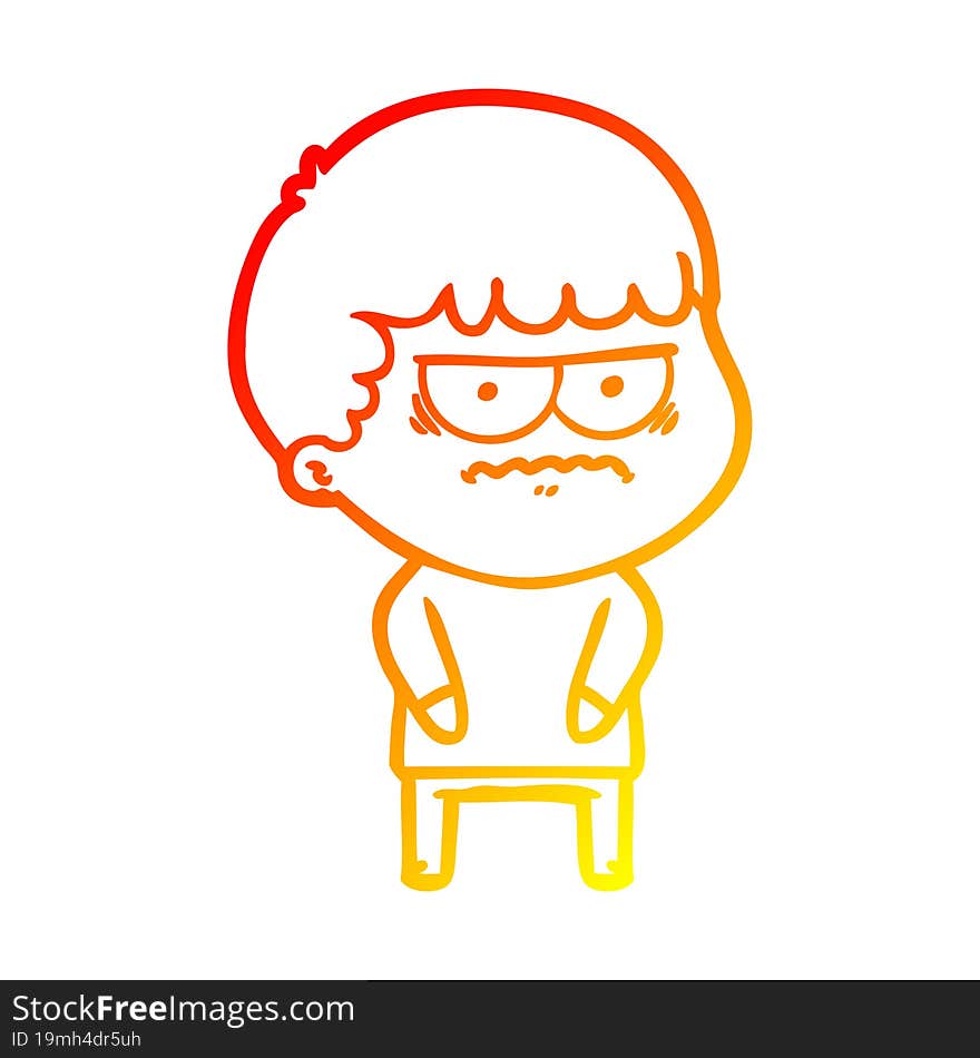 warm gradient line drawing cartoon annoyed man