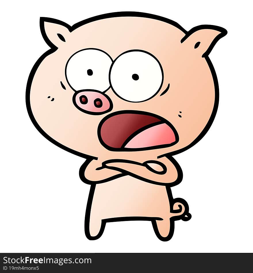 cartoon pig shouting. cartoon pig shouting