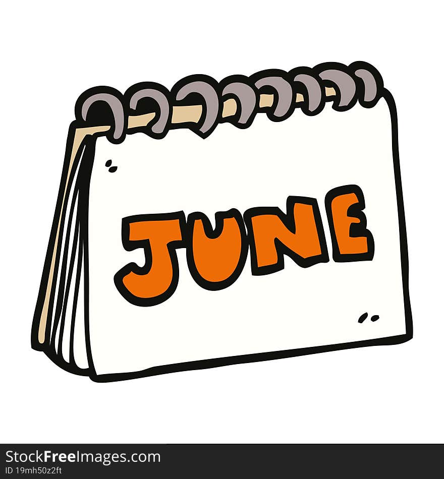 cartoon doodle calendar showing month of june