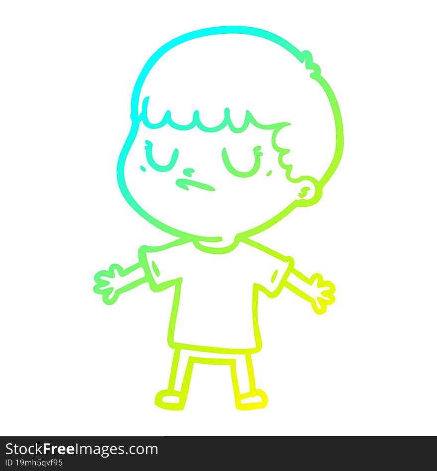 cold gradient line drawing cartoon grumpy boy