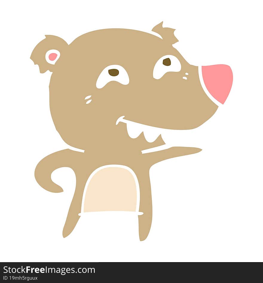 flat color style cartoon bear showing teeth