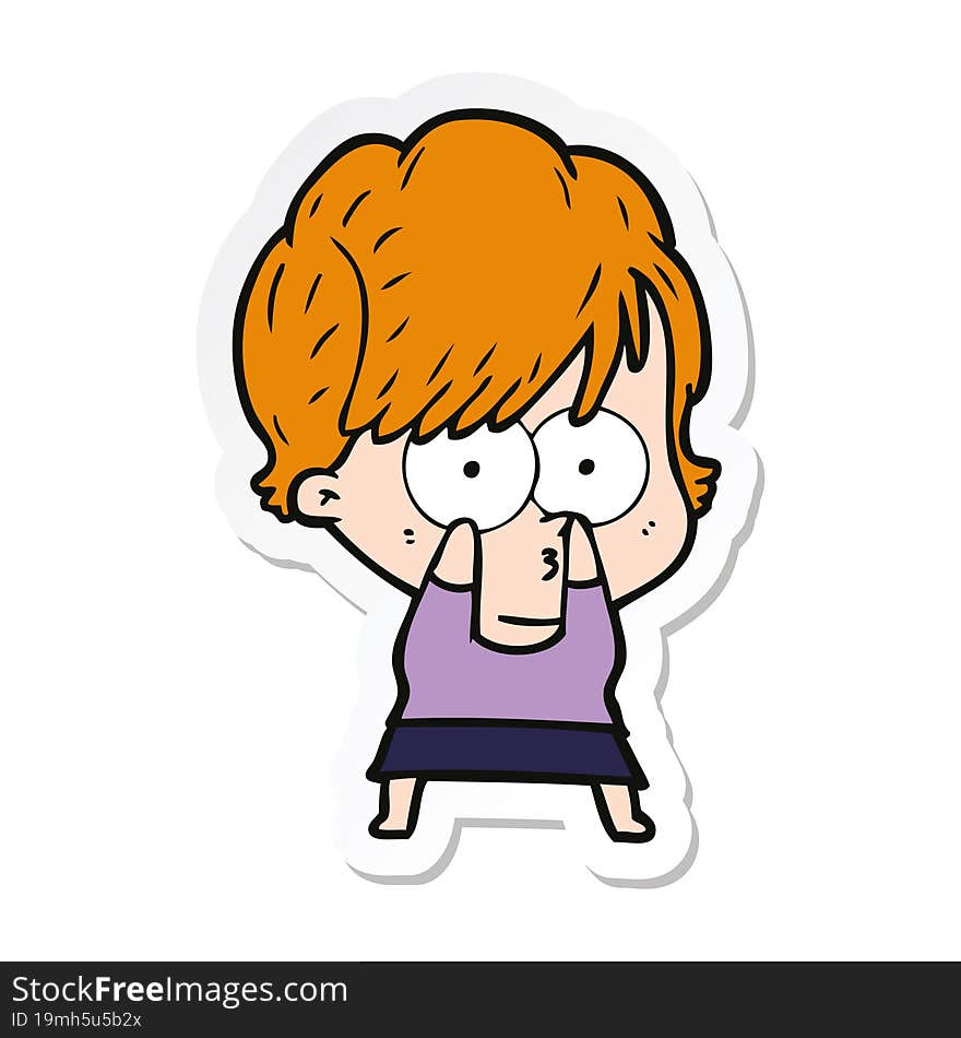 sticker of a cartoon woman