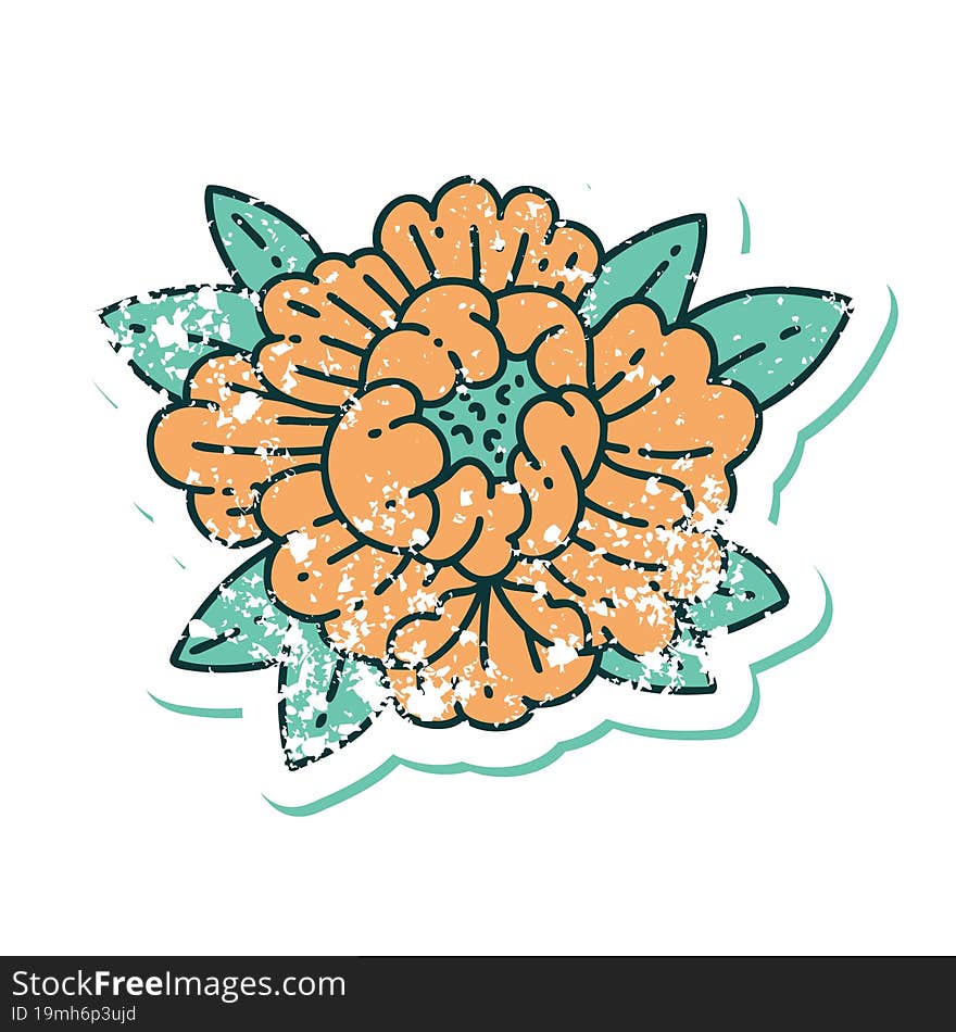 distressed sticker tattoo style icon of a blooming flower