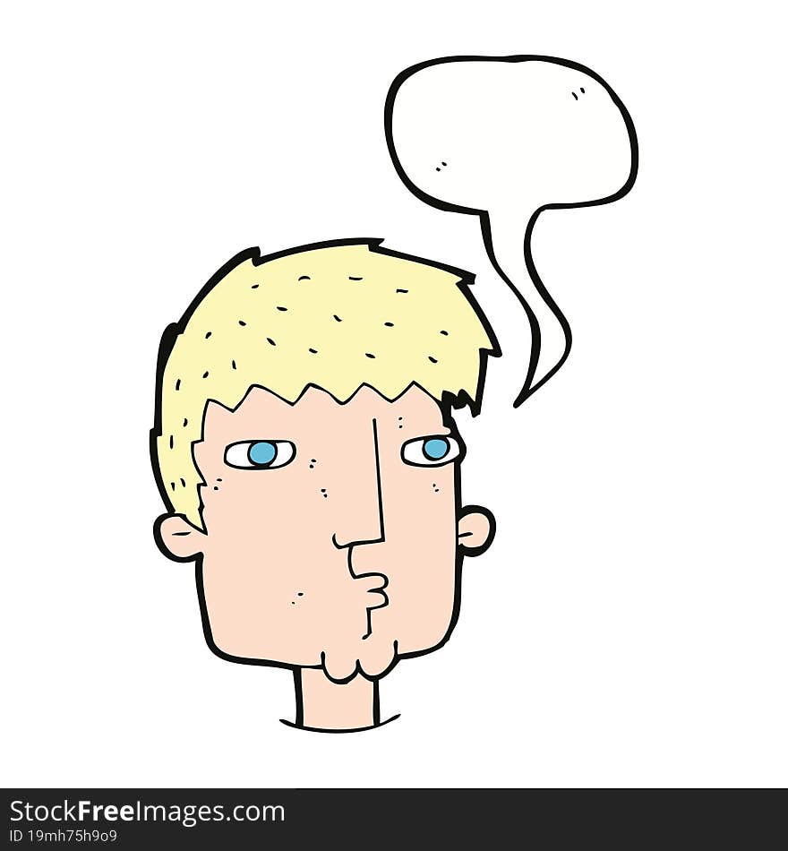 Cartoon Curious Man With Speech Bubble