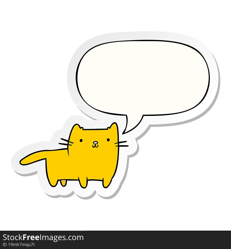 cartoon cat with speech bubble sticker. cartoon cat with speech bubble sticker