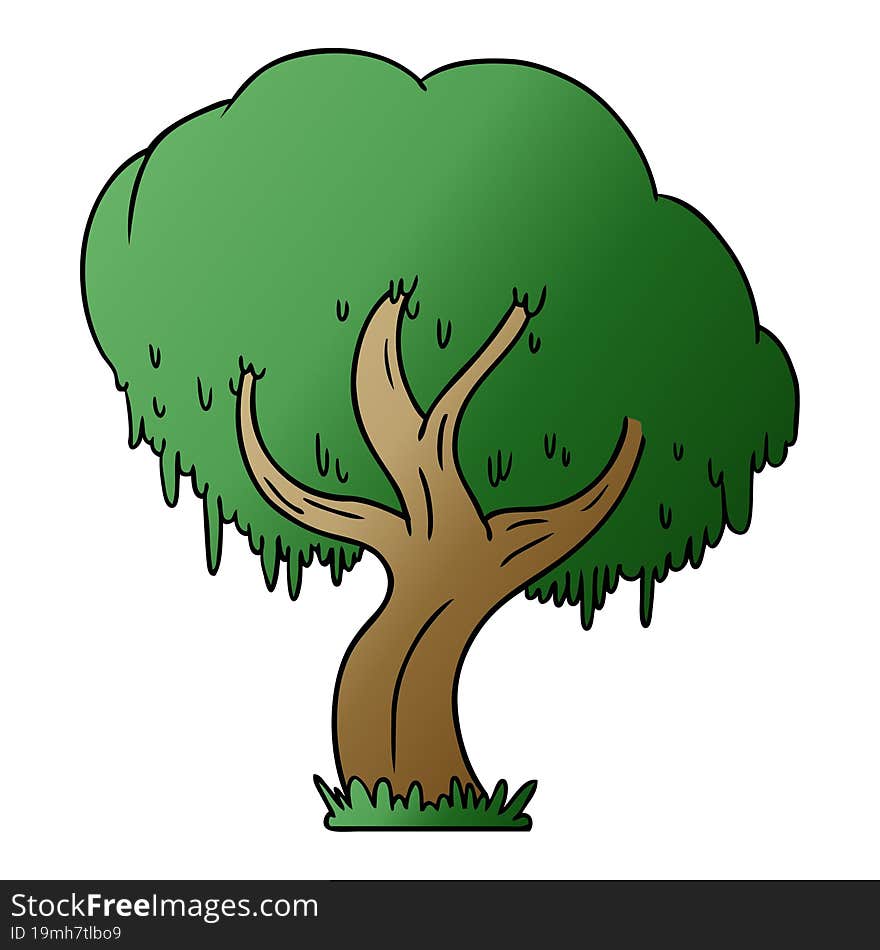 gradient cartoon doodle of a green tree