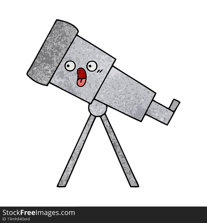 retro grunge texture cartoon of a telescope