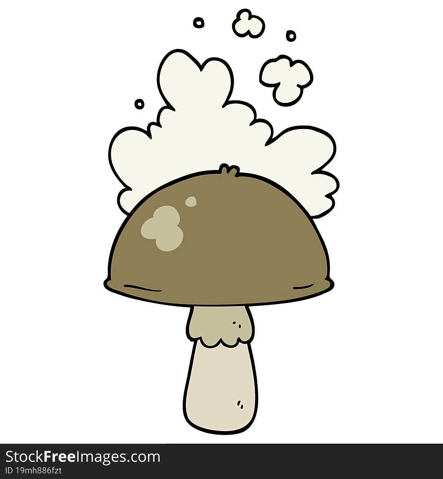 Cartoon Mushroom With Spore Cloud